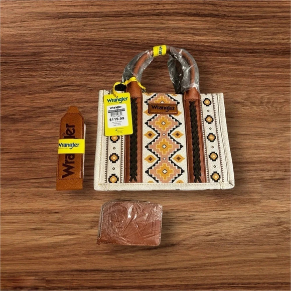 ⭐️NWT⭐️ Wrangler Tote for Women Aztec Top Handle Satchel Purse Boho Shou… - Picture 2 of 9